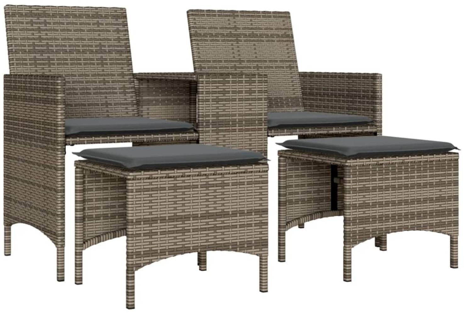 vidaXL Gartensofa 2-Sitzer mit Tisch und Hockern Grau Poly Rattan 4003892 Bild 1