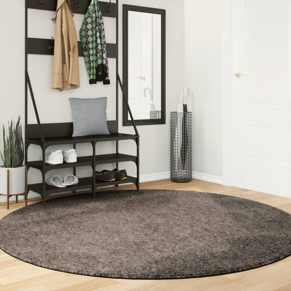 vidaXL Teppich ISTAN Hochflor Glänzend Grau Ø 200 cm 375685 Bild 1