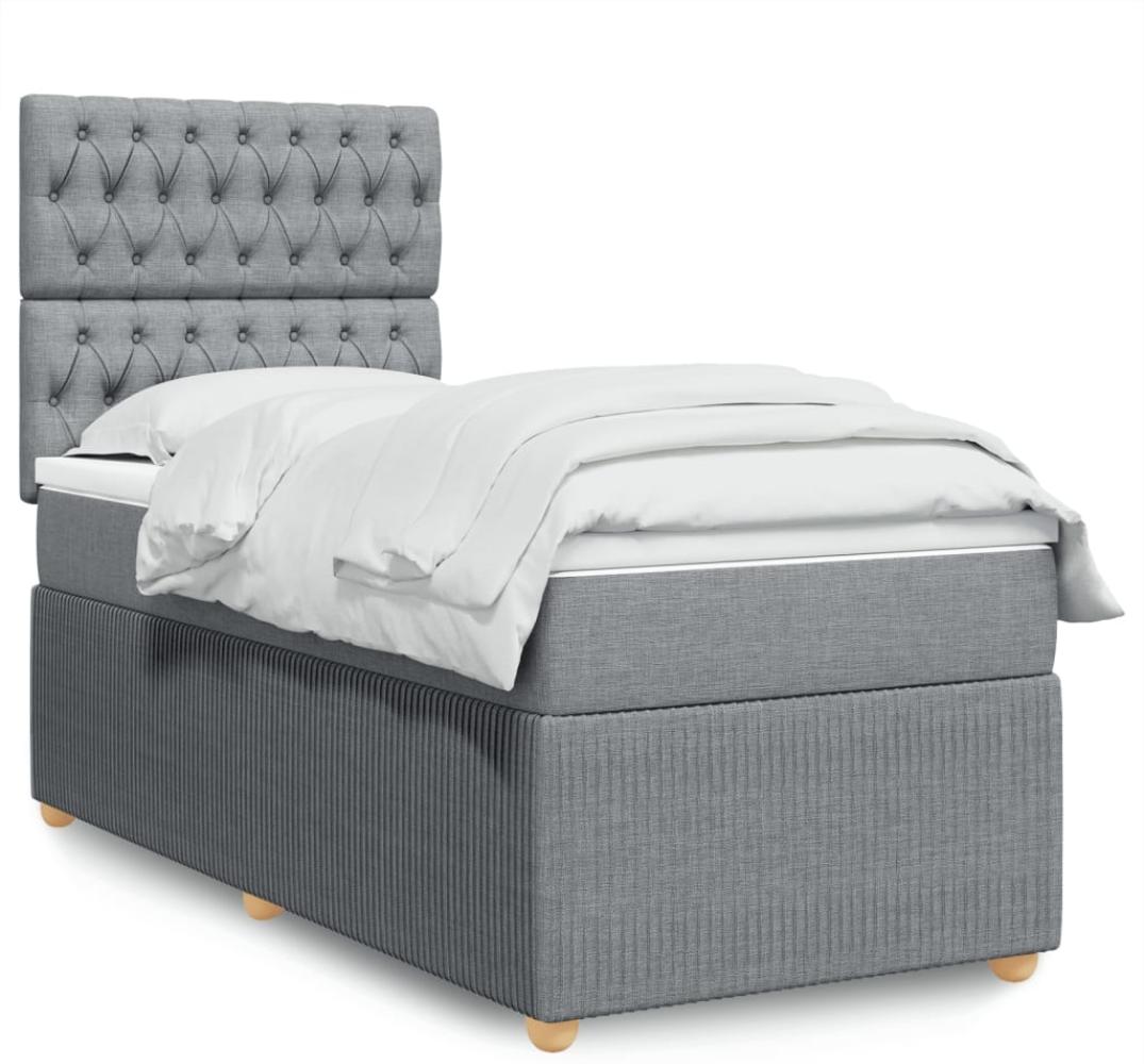 vidaXL Boxspringbett mit Matratze Hellgrau 80x200 cm Stoff 3294190 Bild 1