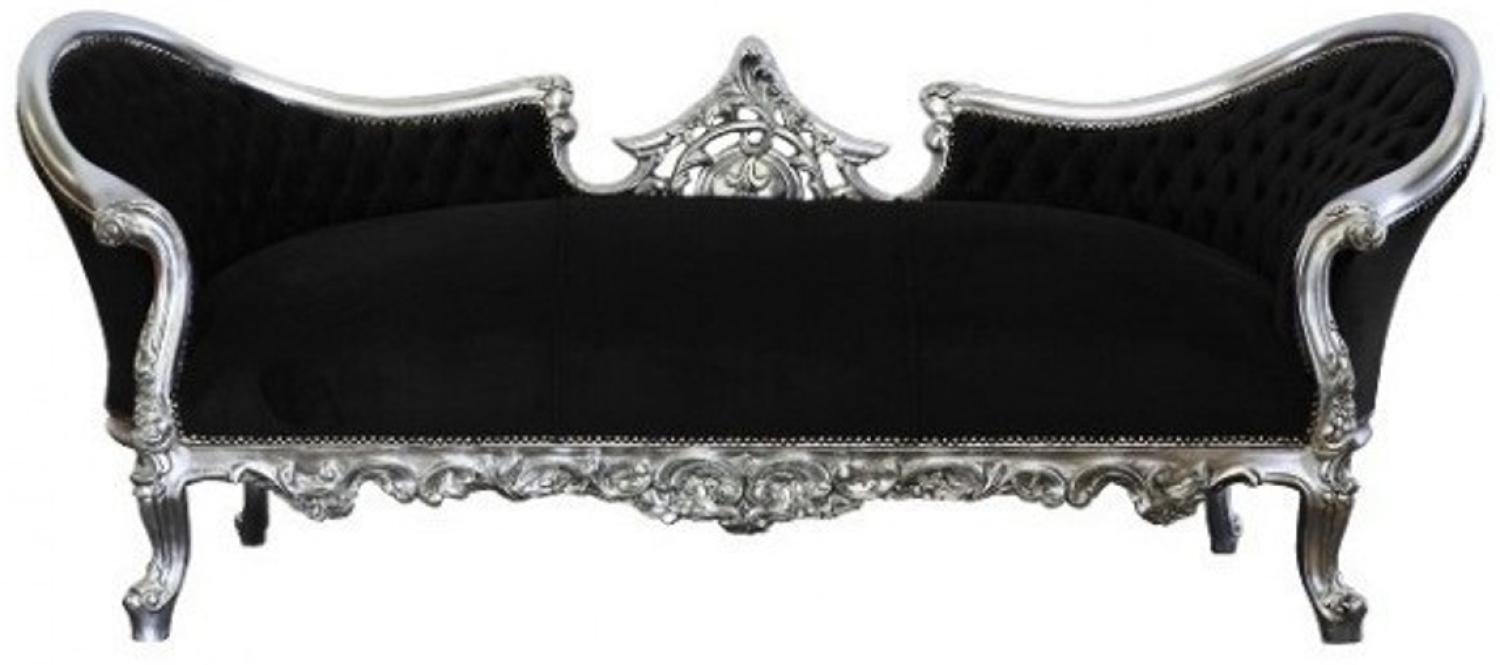 Casa Padrino Barock Sofa Vampire Schwarz / Silber - Limited Edition - Lounge Couch Bild 1