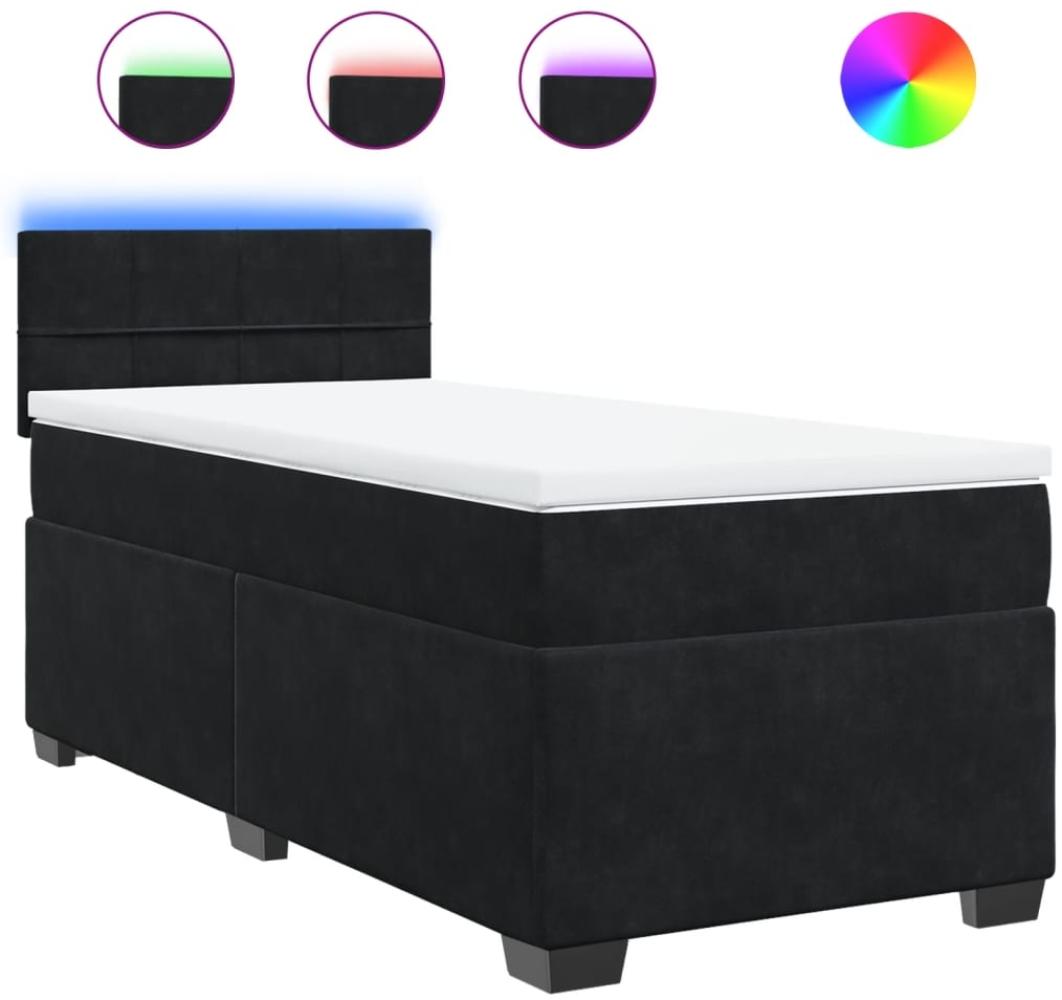 vidaXL Boxspringbett mit Matratze Schwarz 90x200 cm Samt 3288524 Bild 1