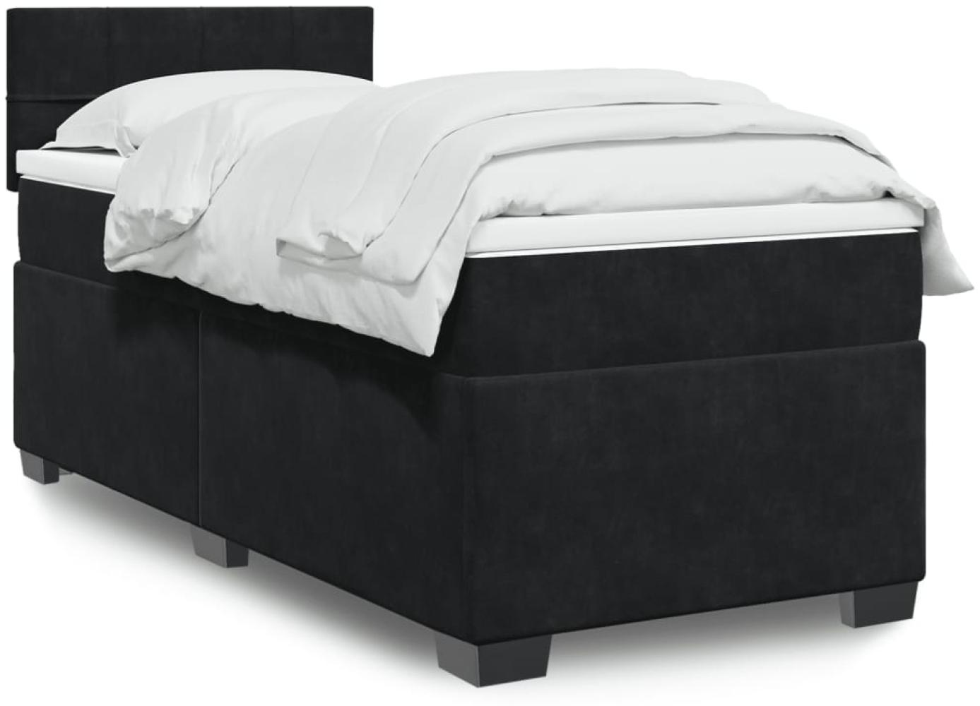 vidaXL Boxspringbett mit Matratze Schwarz 90x200 cm Samt 3288524 Bild 1