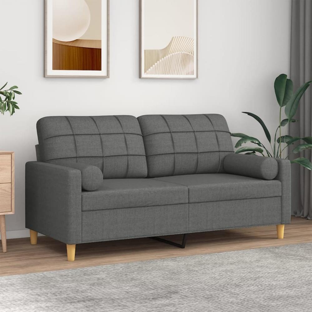 vidaXL 2-Sitzer-Sofa mit Zierkissen Dunkelgrau 140 cm Stoff 3200783 Bild 1