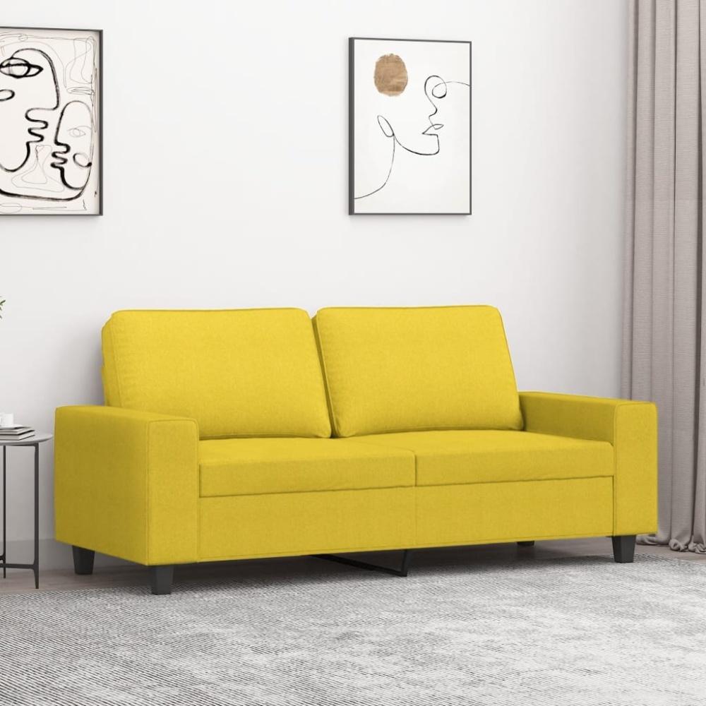 vidaXL 2-Sitzer-Sofa Hellgelb 140 cm Stoff Bild 1