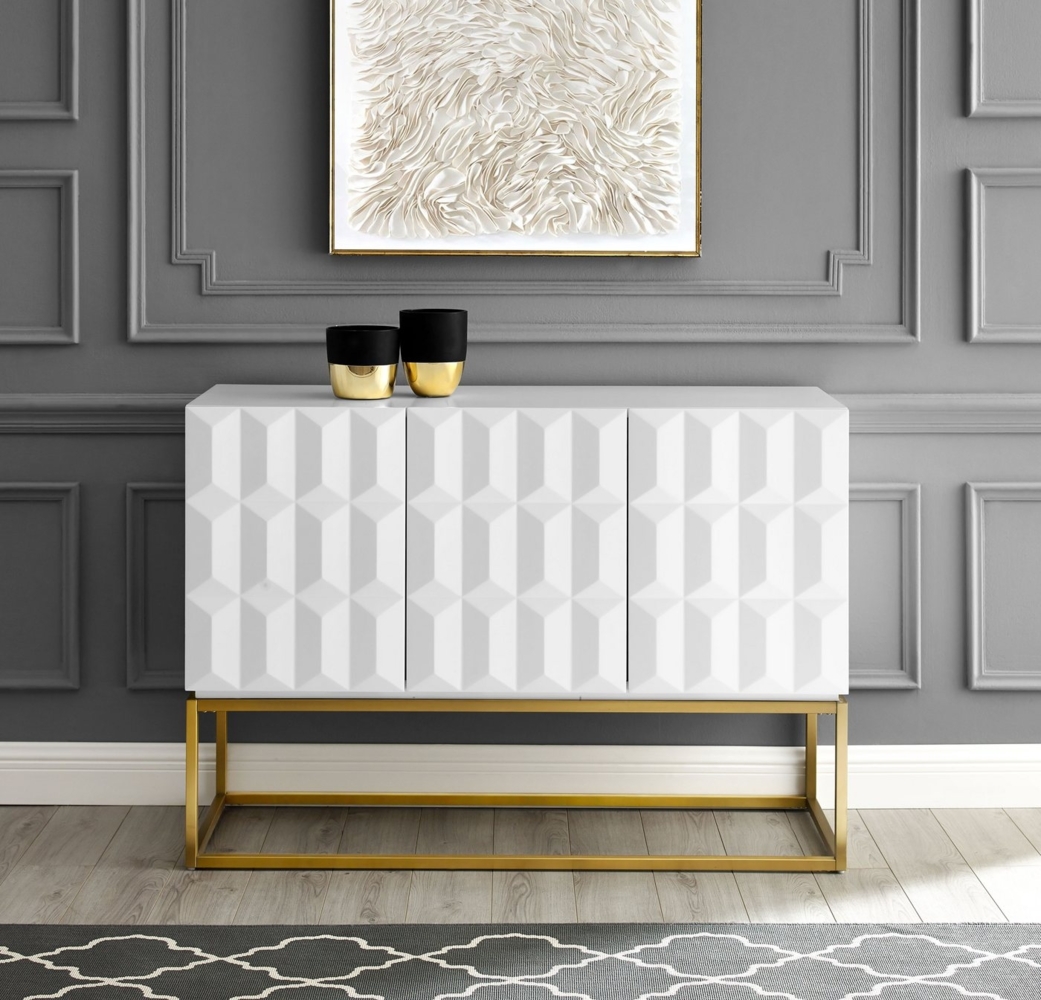 Leonique Sideboard Alais, TOPSELLER!, OTTOs Choice, in 3D-Optik, mit viel Stauraum und goldfarbenem Metallgestell Bild 1