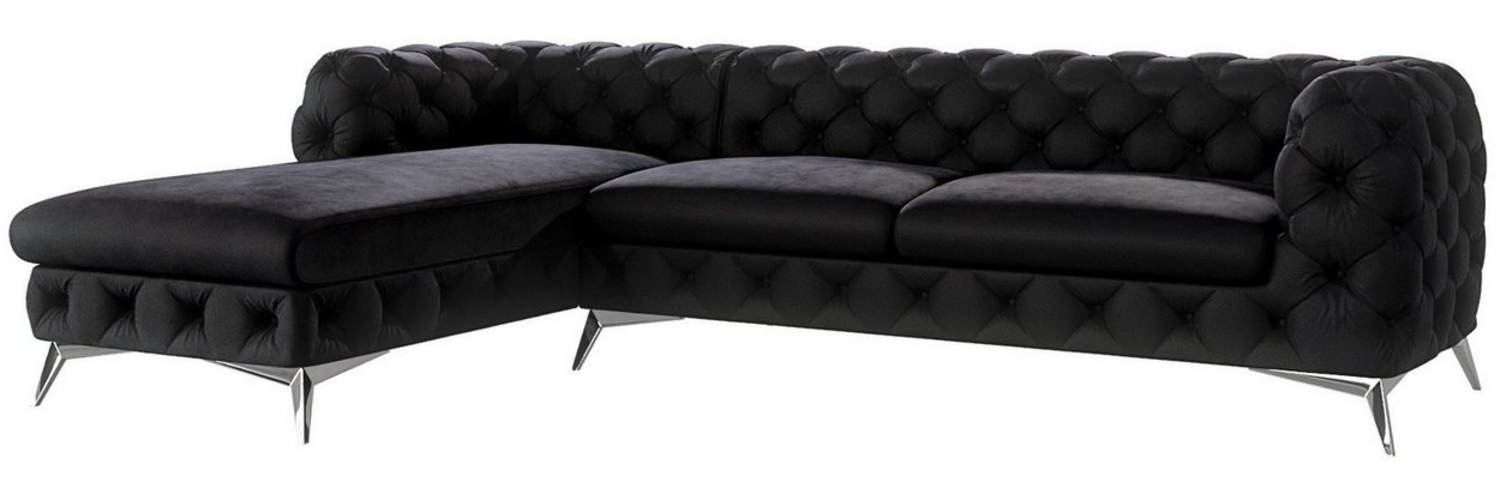 S-Style Möbel Ecksofa Chesterfield mit Ottomane Kalina mit Silber Metall Füßen, mit Wellenfederung Bild 1