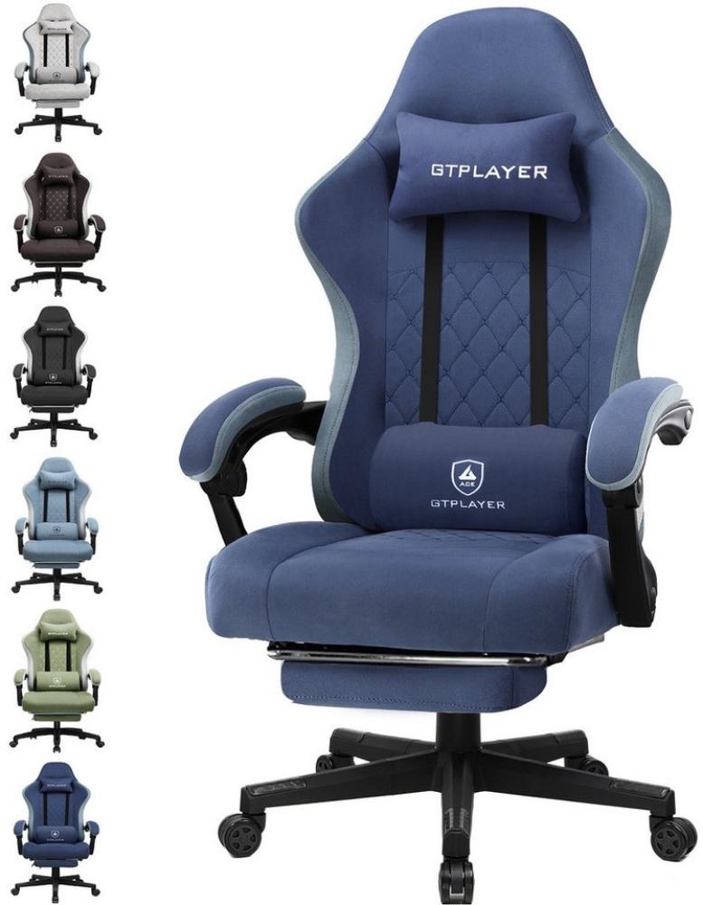 GTPLAYER Gaming-Stuhl Ergonomischer Gaming Sessel Schreibtischstuhl Gamer Stuhl aus Stoff, Federsitzkissen mit Fußstütze Bild 1