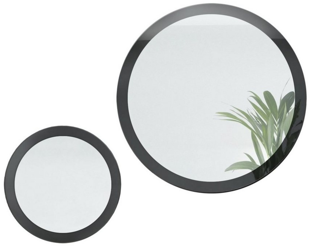 Spiegel Globe Set 50 und 80 cm, 2 dekorative runde Wandspiegel für Flur und Wohnzimmer mit MDF-Rahmen in Schwarz Hochglanz Bild 1