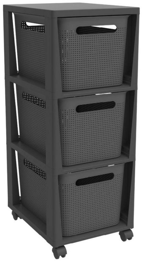 Rotho Schubladenbox Tower 3 x 16 L Brisen mit Rollen anthrazit Schubladenturm Schubladenregal Bild 1