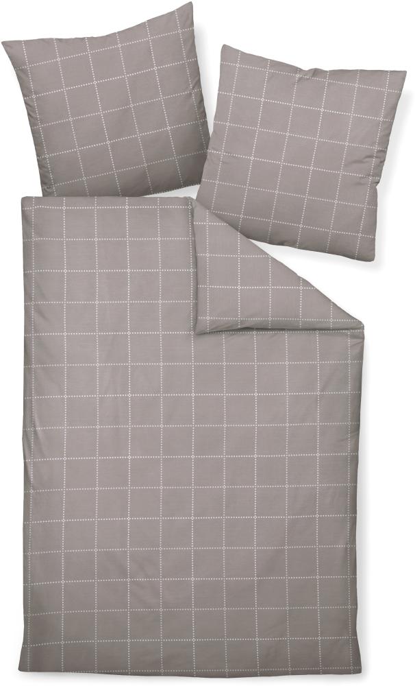 Janine J.D. Mako-Satin Bettwäsche 240x220 Karo taupe weiß 87062-07 Bild 1