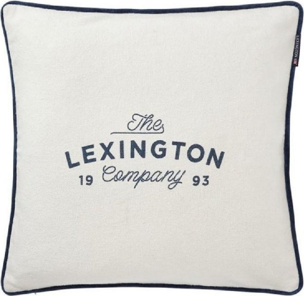 Lexington Kissenhülle LEXINGTON Kissenhülle Printed Logo Recycelt Cotton Weiß Blau (50x50) Bild 1