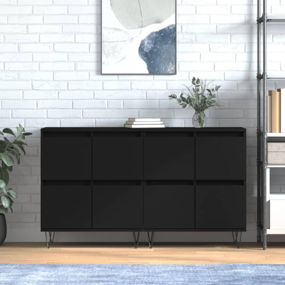 vidaXL Sideboards 2 Stk. Schwarz Holzwerkstoff 3190174 Bild 1