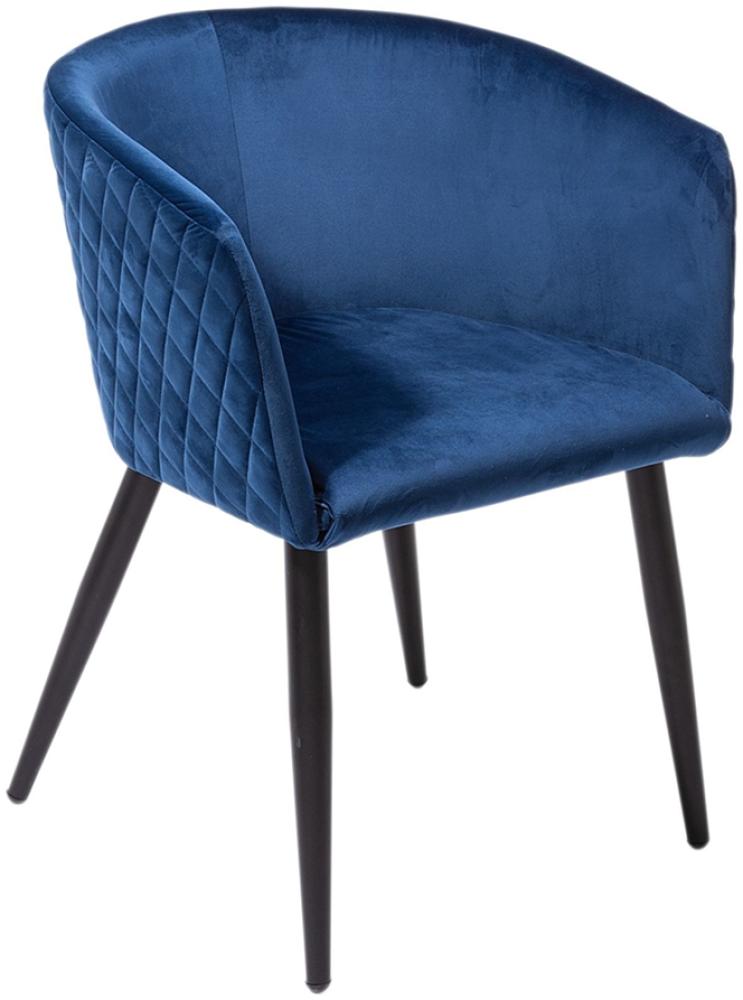 Samtstuhl Sienna Wohnzimmerstuhl Esszimmerstuhl Polsterstuhl Blau B56xT57xH76 cm Bild 1