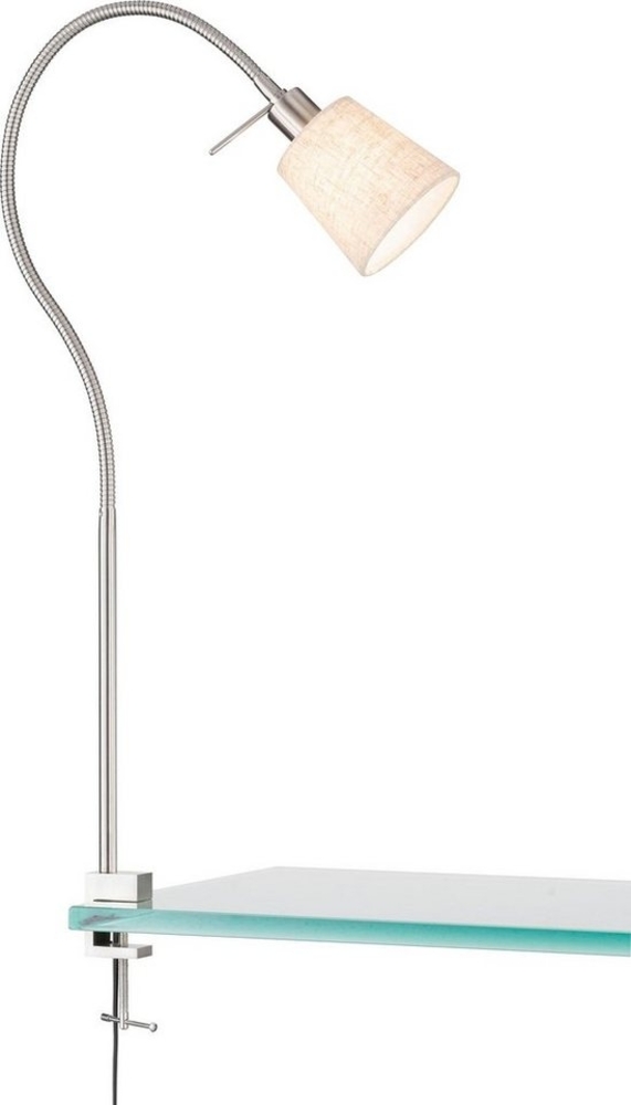 Fischer & Honsel 30324 Klemmleuchte Jam nickelfarben matt Leinen Sand E14 Bild 1