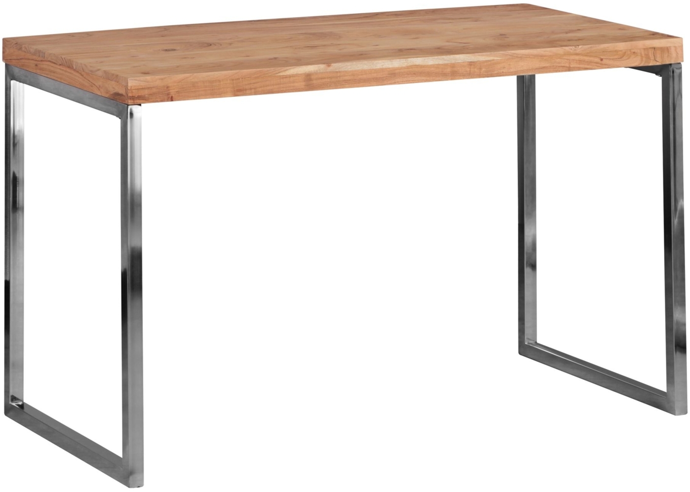 Schreibtisch GUNA Massivholz Akazie, Computertisch 120 x 60 cm aus echtem Holz, Laptoptisch im Landhaus-Stil, Konsolen-Tisch mit Metallbeinen, Arbeitstisch dunkel-braun für Büro Bild 1