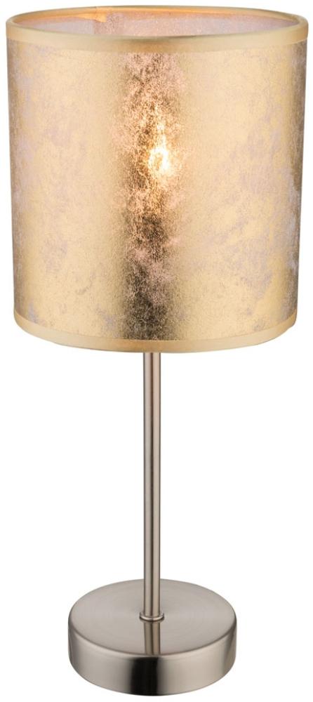 RGB LED Tischleuchte, Textil gold, nickel, H 35 cm Bild 1