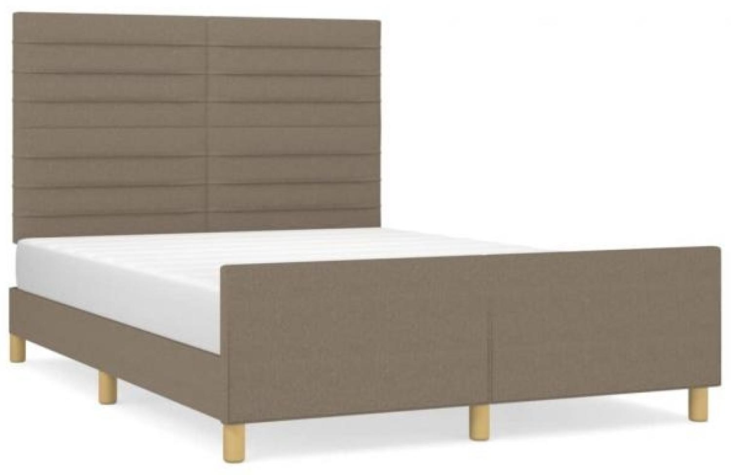 Doppelbett, Polsterbett mit Kopfteil Stoff  Taupe 140 x 190 cm Bild 1