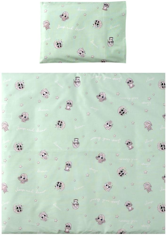 Lorelli Babybettwäsche-Set Eva 5-tlg Decke 75 x 75 cm, Kissen 29 x 42 cm, Bezüge grün Bild 1