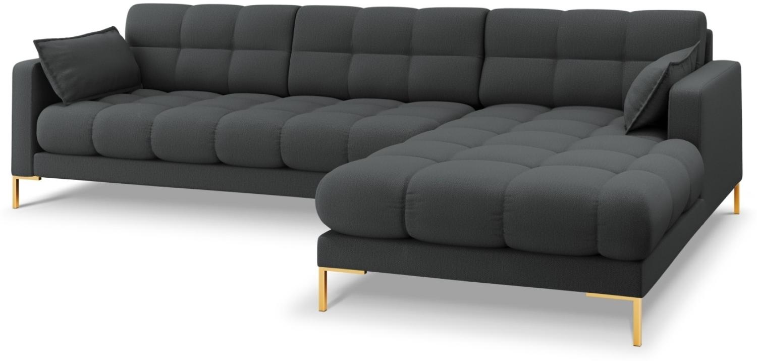 Micadoni 5-Sitzer Ecke rechts Sofa Mamaia | Bezug Dark Grey | Beinfarbe Gold Metal Bild 1