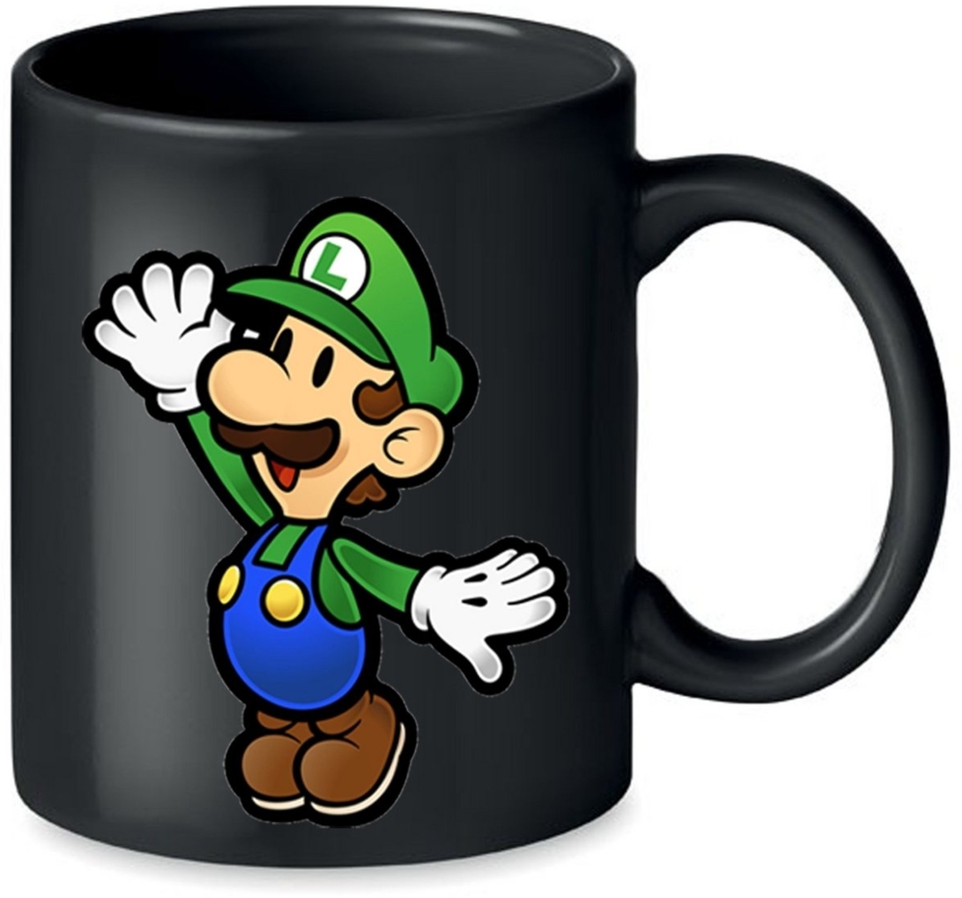 Blondie & Brownie Tasse Luigi Super Retro Konsole Mario Peach Yoshi Gaming in Schwarz und Weiß, Keramik, Spühlmaschinenfest Bild 1