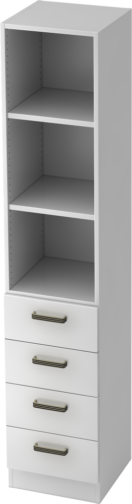 bümö office Aktenschrank Regal mit Schubladen, Büroschrank schmal aus FSC-Holz, 40cm breit in weiß - Aktenregal & Schubladenschrank mit Relinggriffen, Büro Möbel Schrank System, 7600-W-W-SG Bild 1