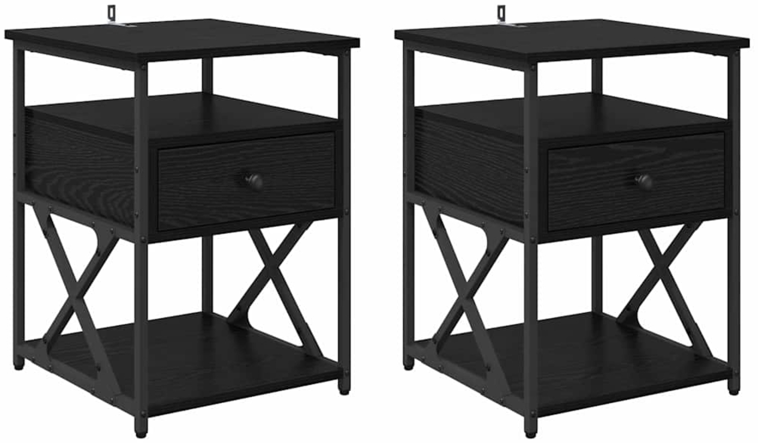 vidaXL Nachttisch 2 pcs Schwarz Eichen-Optik 40 x 42 x 55 cm 881886 Bild 1