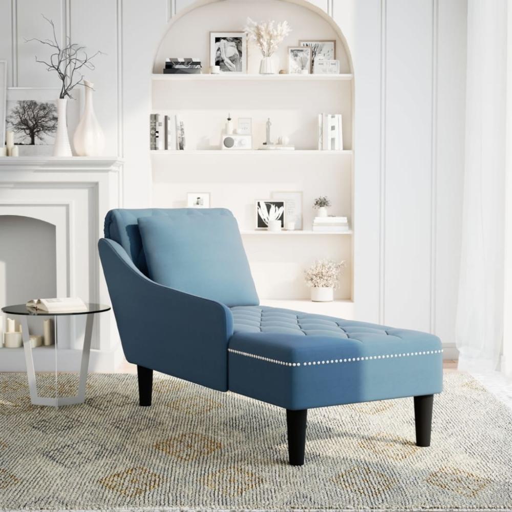 vidaXL Chaiselongue mit Kissen und Rechter Armlehne Blau Samt 4009771 Bild 1