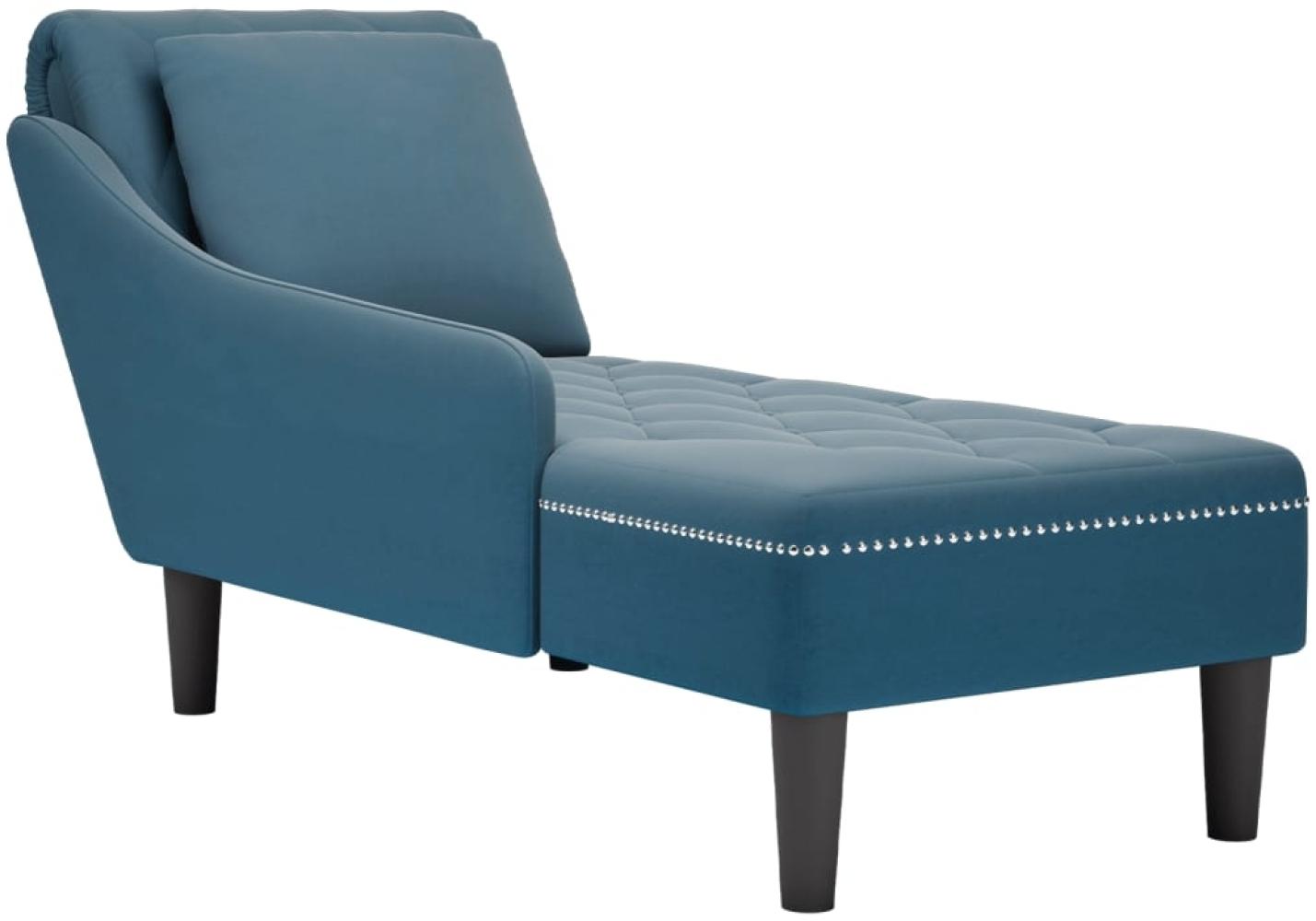 vidaXL Chaiselongue mit Kissen und Rechter Armlehne Blau Samt 4009771 Bild 1