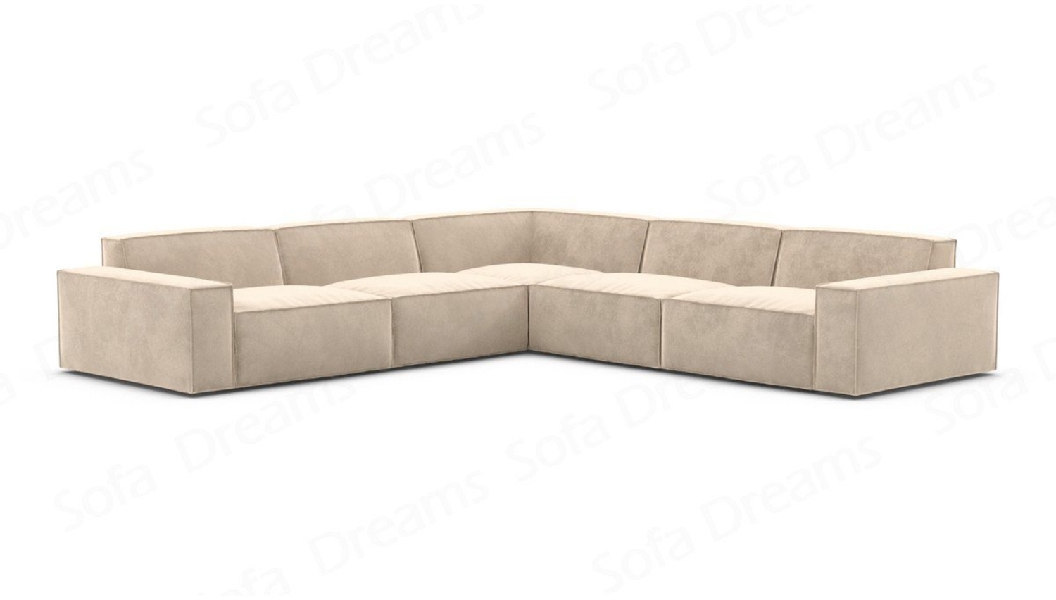 Sofa Dreams Sofa Formenta L Form Stoffsofa, Polsterecke mit Samtstoff Bezug in Beige Bild 1