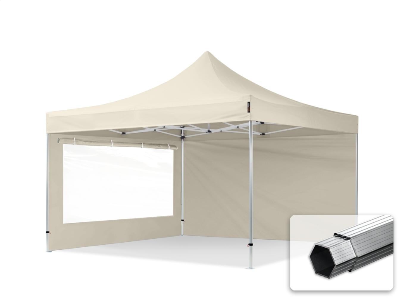 4x4m Faltpavillon PROFESSIONAL Alu 40mm, Seitenteile mit Panoramafenstern, creme Bild 1