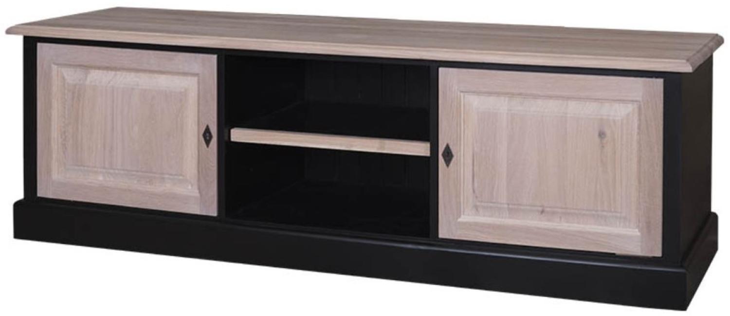 Casa Padrino Landhausstil Fernsehschrank Schwarz / Naturfarben 180 x 46 x H. 56 cm - TV Sideboard im Landhausstil Bild 1