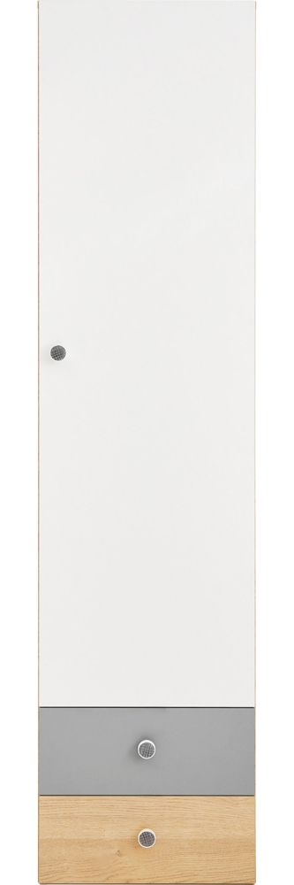 Kleiderschrank Pezru PX4 (Farbe: Biskuit Eiche / Biskuit Eiche + Weiß Lux + Grau) Bild 1