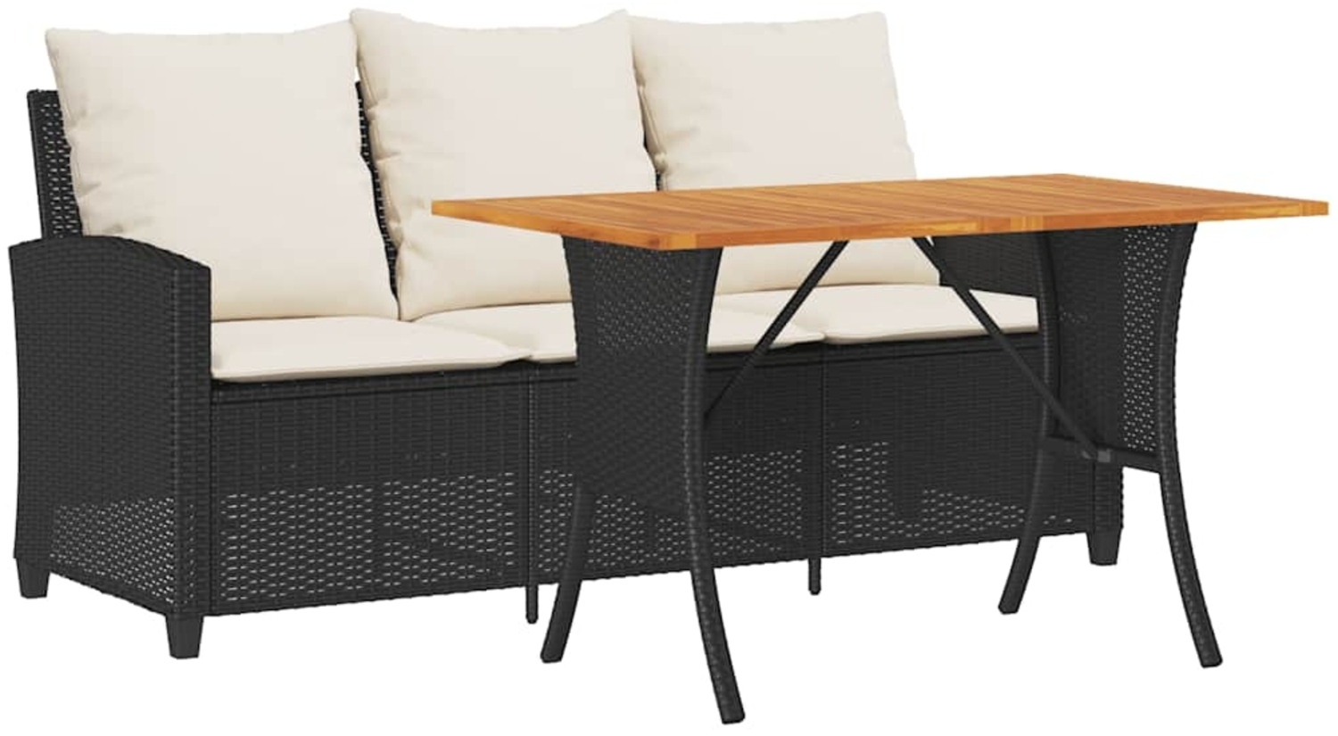 vidaXL Gartensofa 3-Sitzer mit Kissen & Tisch Schwarz Poly Rattan 4103854 Bild 1
