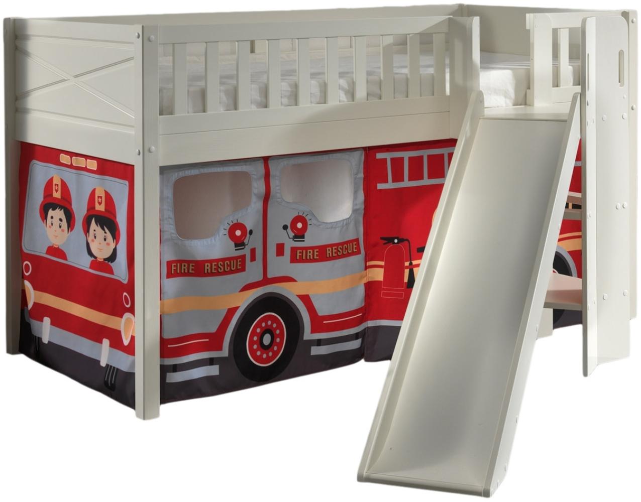 Spielbett >SCOTT< in Weiß Textilset Fire Rescue - 207,6x114x203,7 (BxHxT) Bild 1