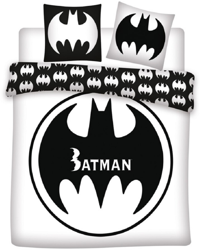 Batman 3-teiliges Bettwäsche-Set – 1x Deckenbezug (240x220) & 2x Kissenbezug (65x65 cm) aus Polycotton Bild 1
