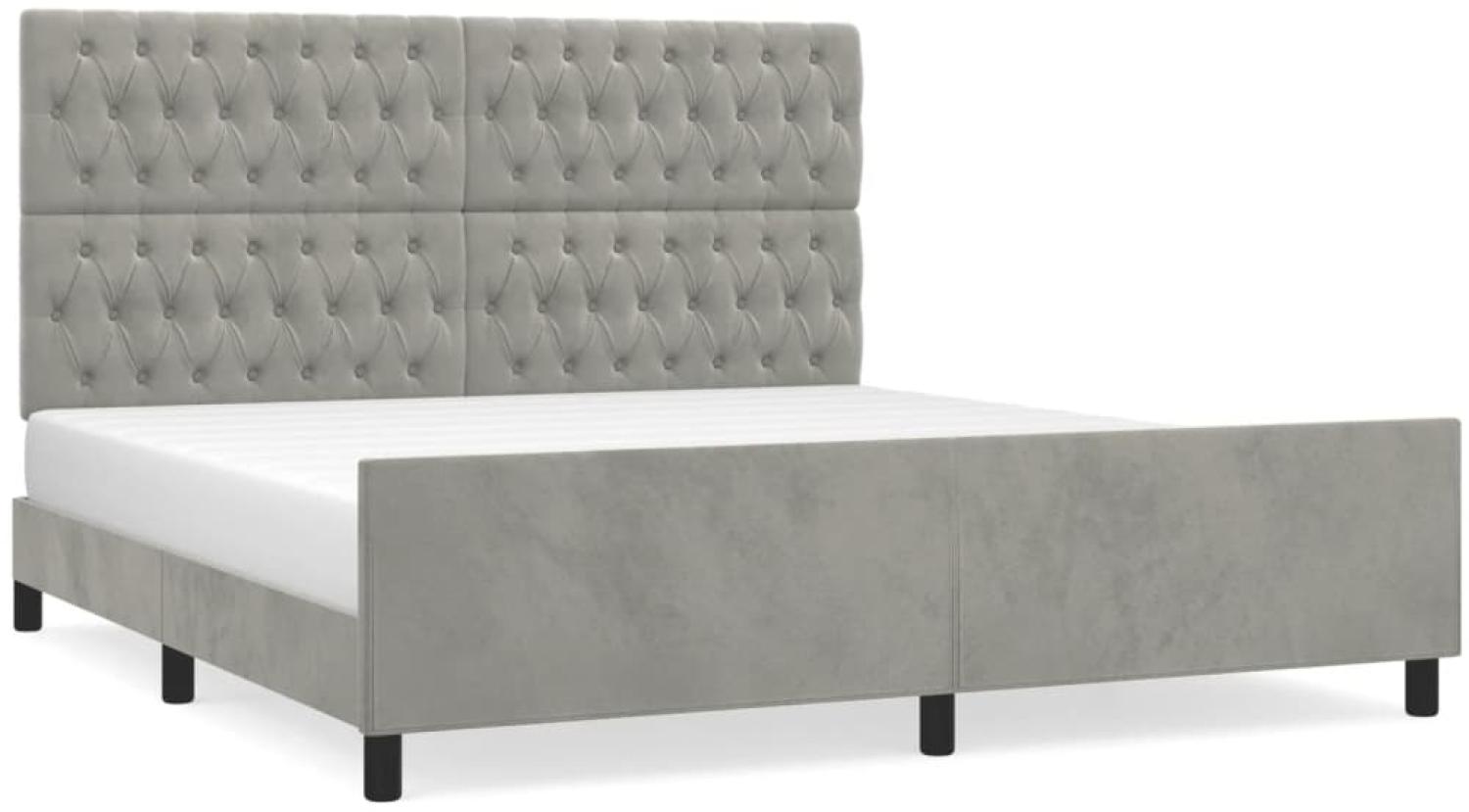 Bettgestell mit Kopfteil Samt Hellgrau 180x200 cm Bild 1