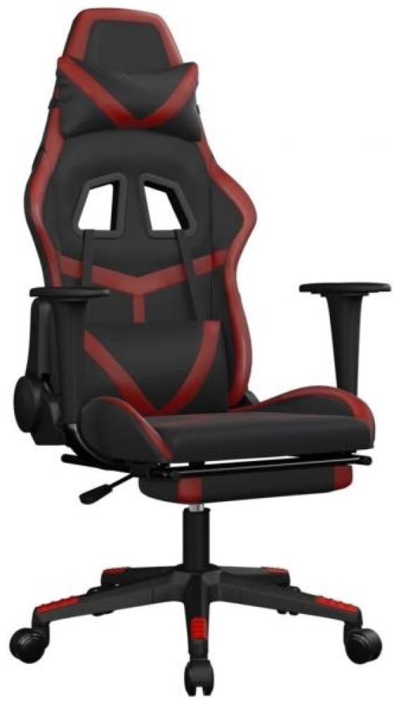 vidaXL Gaming-Stuhl mit Massage & Fußstütze Schwarz Weinrot Kunstleder 345441 Bild 1