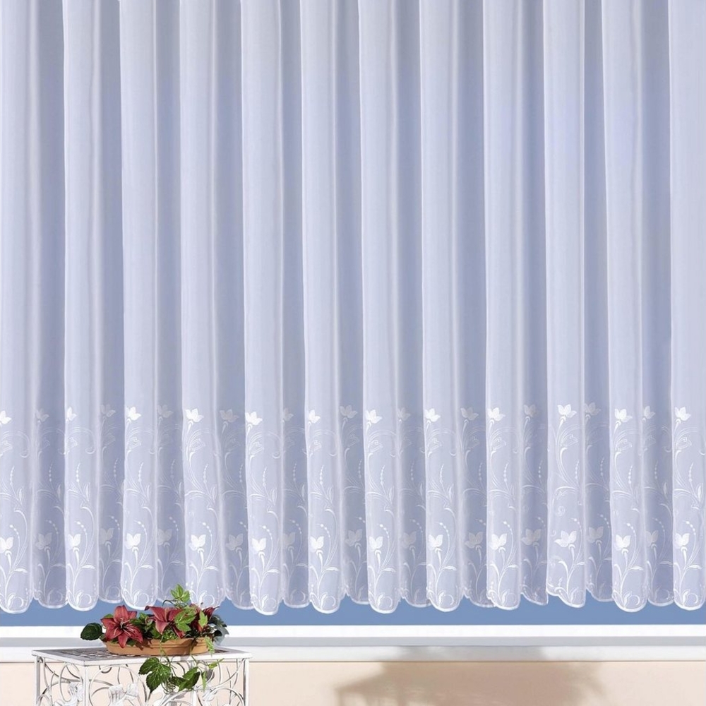 Weckbrodt Gardine Turin, Kräuselband (1 St), transparent, Voile, echte Stickerei, Voile, halbtransparent, Bordüre, Kante, Store Bild 1