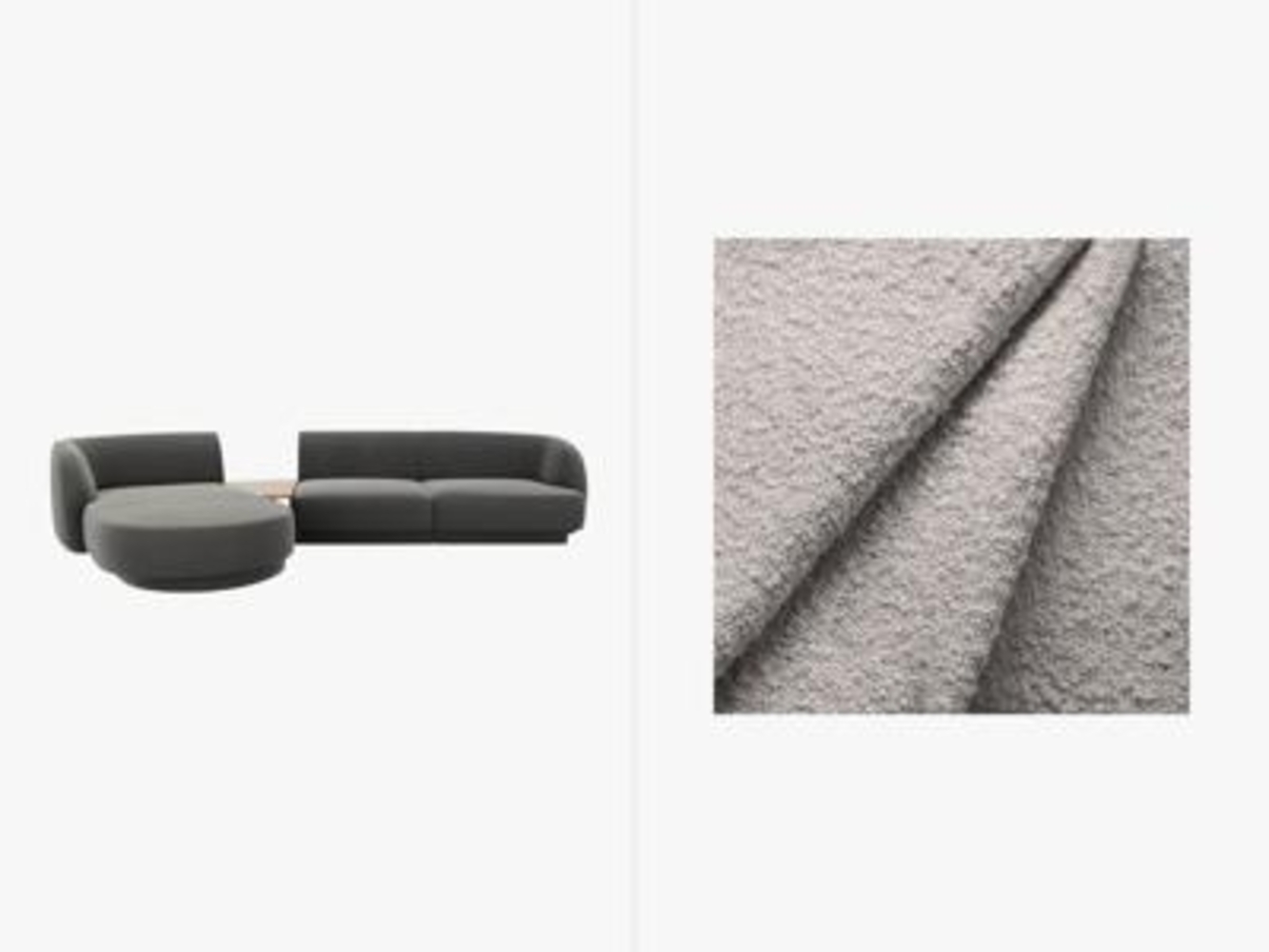 Micadoni Modulares Sofa Links Miley mit Recamiere 3-Sitzer Links Boucle Hellgrau Bild 1