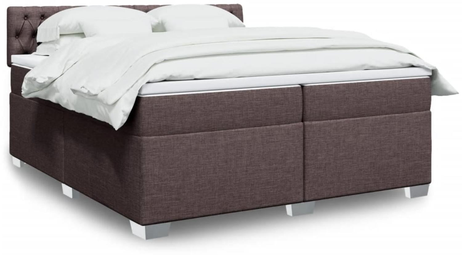 vidaXL Boxspringbett mit Matratze Dunkelbraun 200x200 cm Stoff 3288305 Bild 1