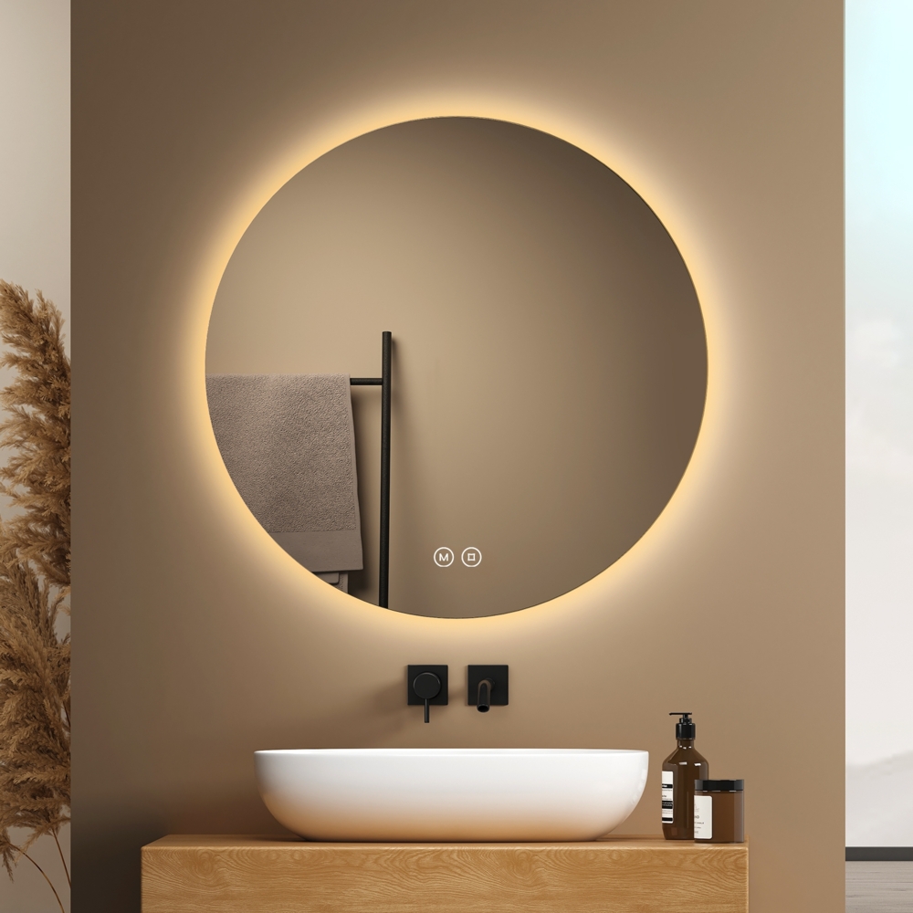 EMKE Rund Badspiegel mit LED Beleuchtung und Touch, 3 Lichtfarbe, Dimmbar, ф 60 cm Bild 1