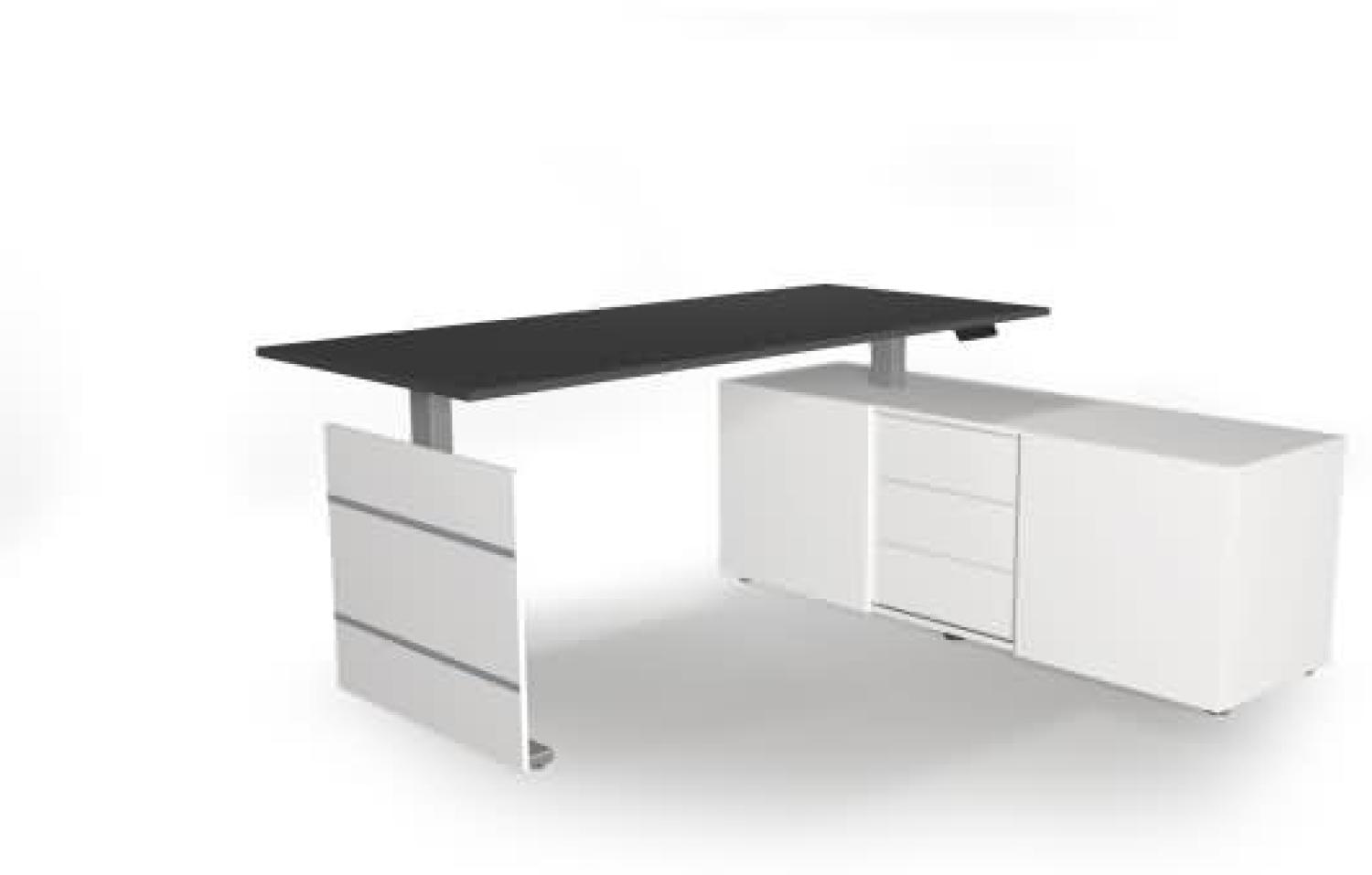 Kerkmann Komplettarbeitsplatz Move 3 tube Sidebaord rechts 160x50x58cm Schreibtisch 180x80x72-120cm elektr.höhenverstellbar anthrazit Bild 1