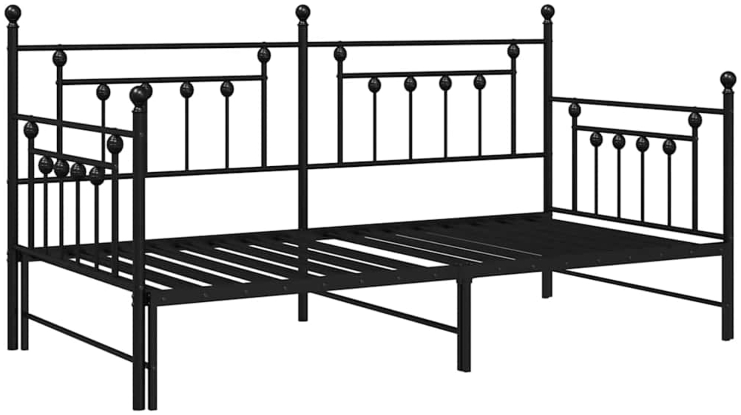 vidaXL Tagesbettrahmen mit Kopfteil Schwarz 90 x 190 cm Stahl 42002665 Bild 1