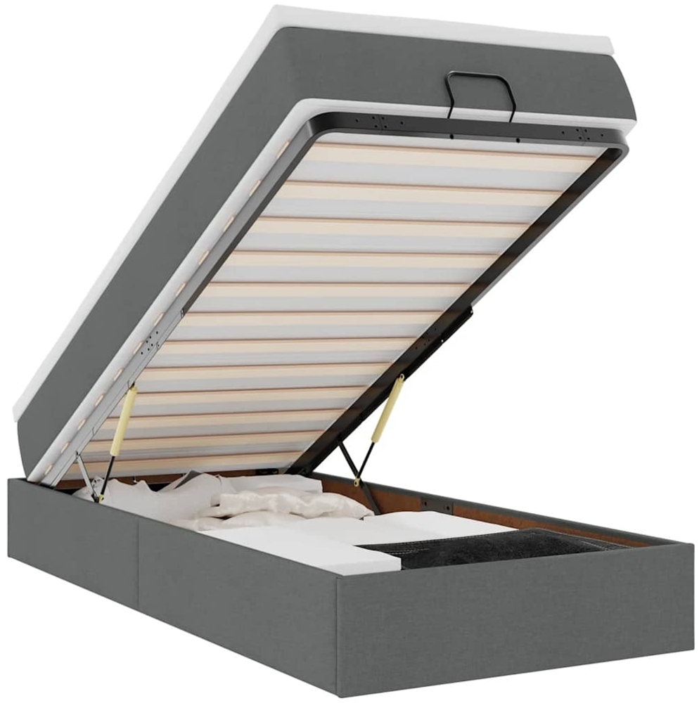 vidaXL Ottoman-Bett mit Matratze Dunkelgrau 90x200 cm Stoff 3311079 Bild 1