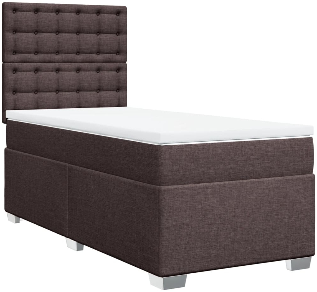 vidaXL Boxspringbett mit Matratze Dunkelbraun 80x200 cm Stoff 3290332 Bild 1