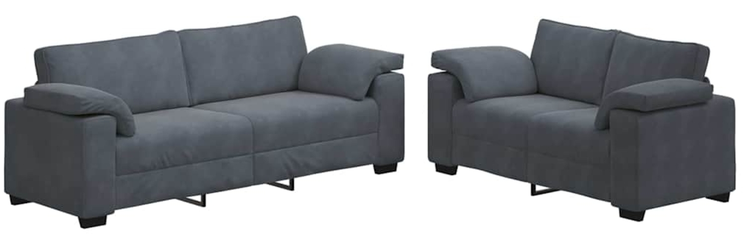 vidaXL 2-teiliges Sofa-Set mit Kissen, dunkelgrauer Samt 3324750 Bild 1