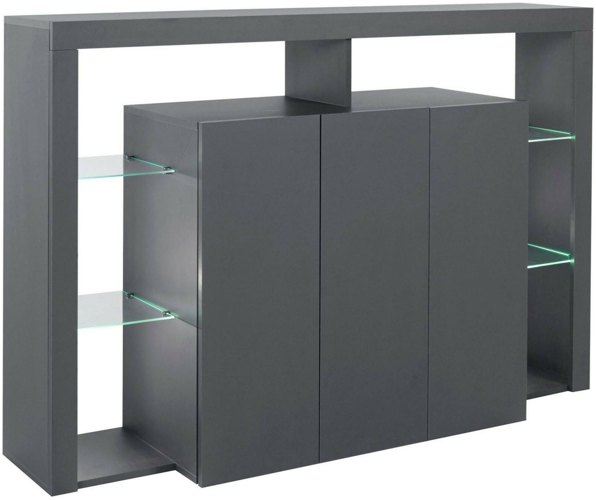 Dmora Kommode Bagnasco, 3-türiges Wohnzimmer-Buffet, Wohnzimmer-Kommode, modernes Kommode, 100 % Made in Italy, 150 x 40 x 100 cm, Anthrazit Bild 1