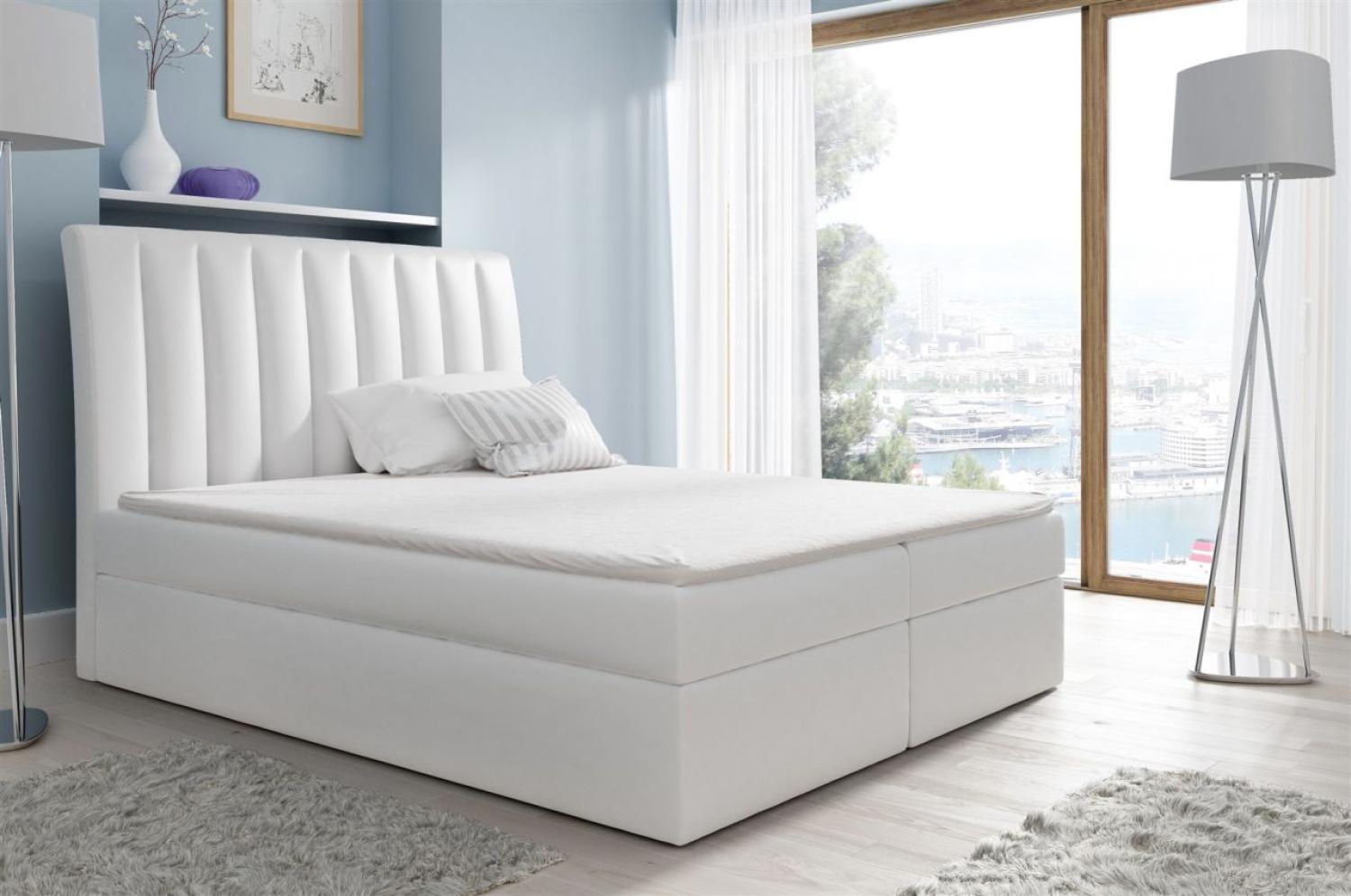 Boxspringbett MALENA 160x200cm Kunstleder Weiss Bild 1