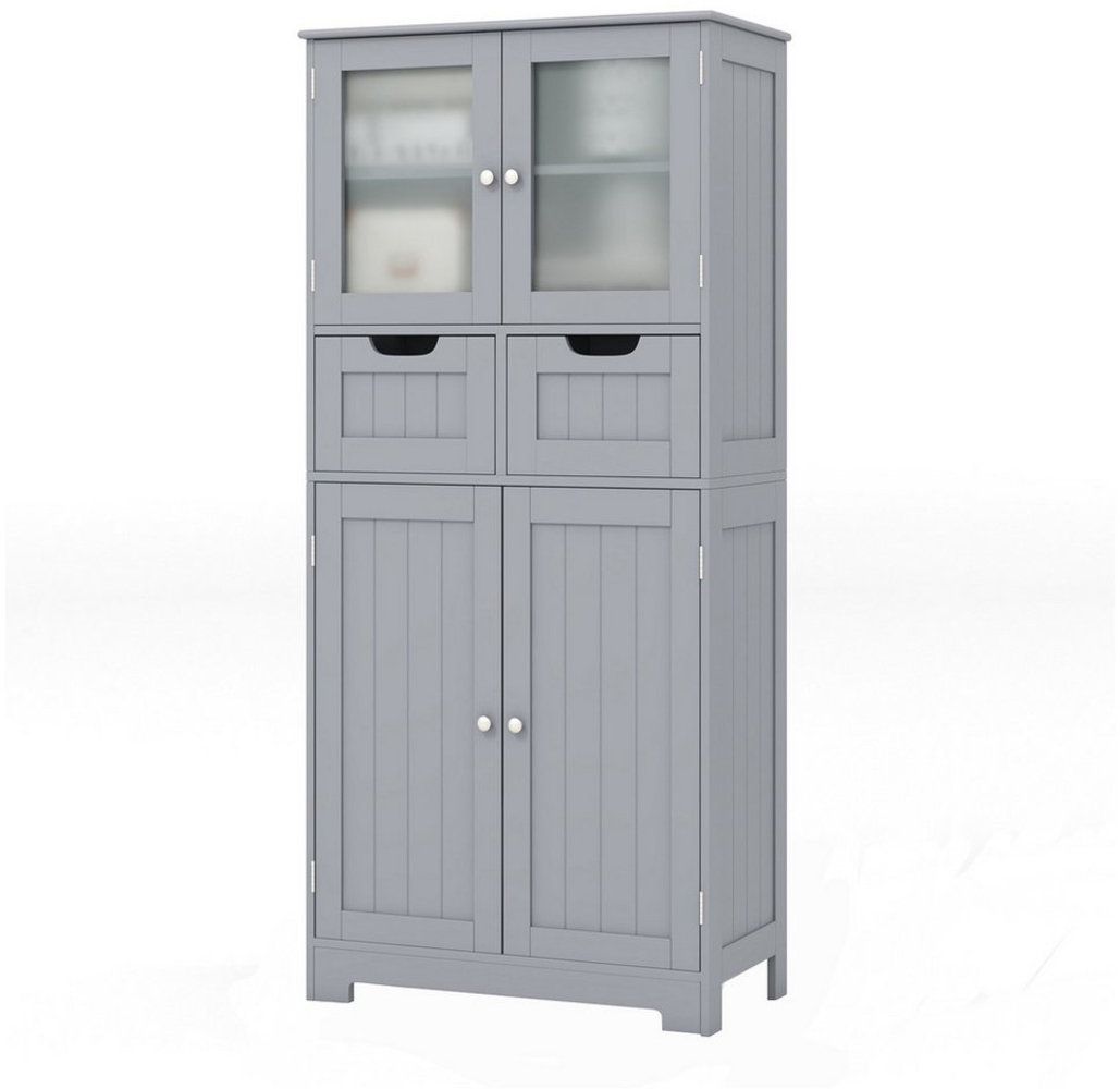 COSTWAY Badkommode, Badschrank mit Schublade, verstellbarem Regal, weiß 128cm Bild 1