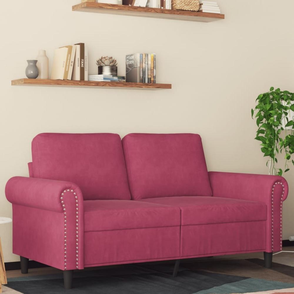 vidaXL 2-Sitzer-Sofa Weinrot 120 cm Samt 359523 Bild 1